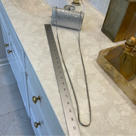 Rhinestone and Silver Evening Purse w/ Chain Handle.  Be the spark of the party! - Picture 9 of 14